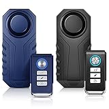 Wsdcam 2 Pack (Blue & Black) 113dB Bike Alarm Wireless Vibration Motion Sensor Waterproof Anti Theft...