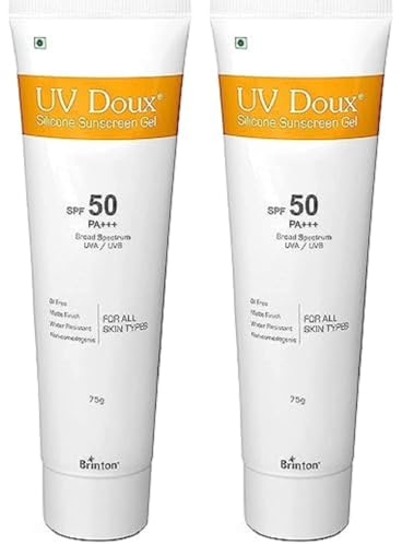 Image of UV Doux Silicone Sunscreen Gel SPF 50 PA+++|India's No.1 Dermatologist Recommended Brand|Invitro,In-Vivo Tested|UVA /UVB Protection, Benzene Free|No White Cast |Oily & Acne-Prone Skin |75 g Pack of 2