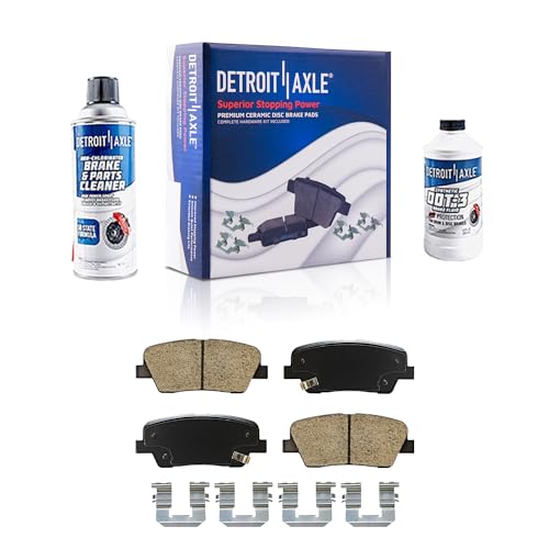 Image of Detroit Axle - Rear Brake Pads for Hyundai Entourage Equus Genesis Coupe | Santa Fe XL Kia K900 Borrego Sedona, Ceramic Brake Pads Replacement