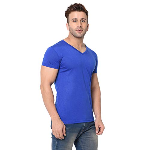 Image of JANGOBOY Men's V Neck Half Sleeve Cotton Blend T-Shirt (Pack of 1)
