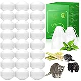 24 Pack Natural Raccoon Repellent - Peppermint Skunk Repellent for Outdoor Yard Attic Garden House | Long-Lasting Protection | Safe for Dogs and Children