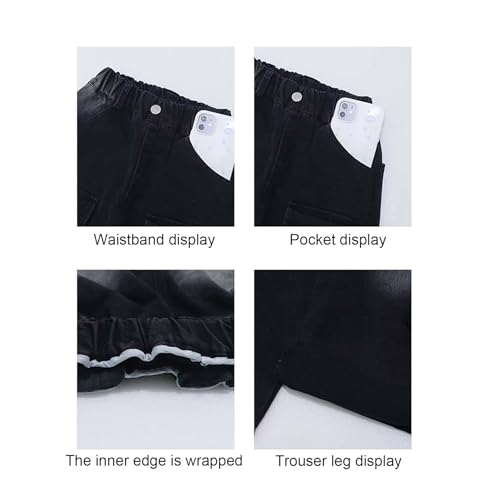 Cargo Pants for Girls Flap Pocket Side High Waist Straight Leg Long Jeans Back to School Casual Washed Denim Pants2