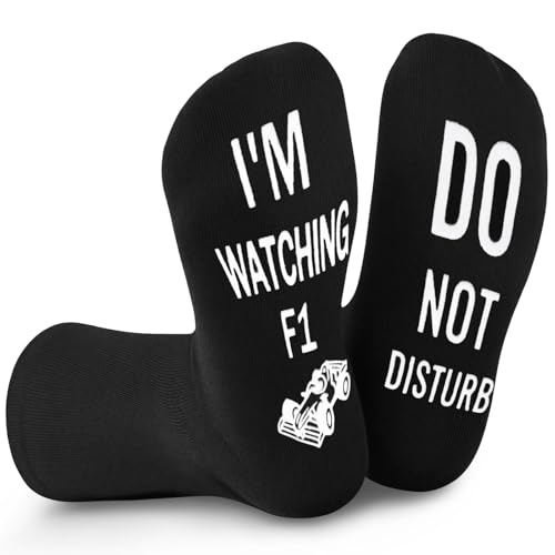 OFFCUP Calcetines Divertidos para Hombre y Mujer, 'DO NOT DISTURB I'M WATCHING F1', Algodón Novedad Calcetines de Tripulación, Regalo Original para Amantes del Fórmula 1 OFFCUP Calcetines Divertidos para Hombre y Mujer, 'DO NOT DISTURB I'M WATCHING F1', Algodón Novedad Calcetines de Tripulación, Regalo Original para Amantes del Fórmula 1