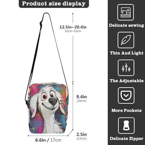 messenger bags for women men shoulder bag Shoulder Hand Bags Adjustable Strap for School School- Cartoon Watercolor White Dog3