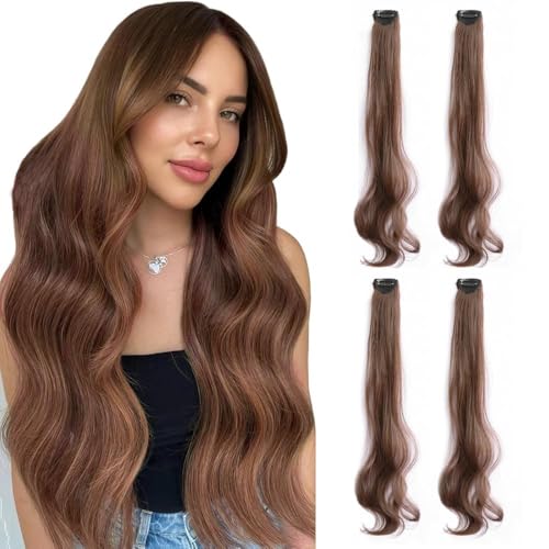 BWOOOWE Extensiones Cabello Clip Ondulado Largo 50cm Mechones Naturales Postizos Volumen Extra Aspecto Realista