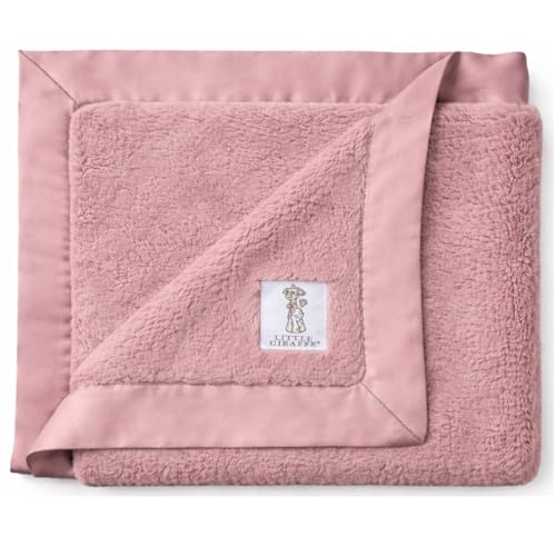 Little Giraffe Luxe Baby Blanket – 29x35” Satin Trim, Dusty Pink | Ultra-Soft, Hypoallergenic Stroller & Nursery Blanket | Perfect for Newborns & Toddlers