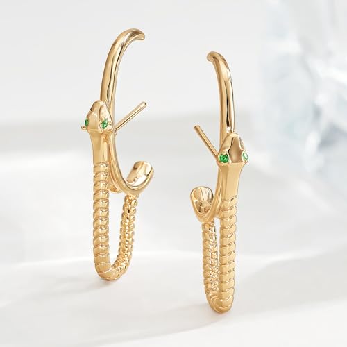 FETTERO Gold Stud Earrings for Women, 14K Gold Plated Hypoallergenic Earrings, Dainty Animal Snake Earring | Cartilage Piercing Jewelry | Gold Earrings for Women