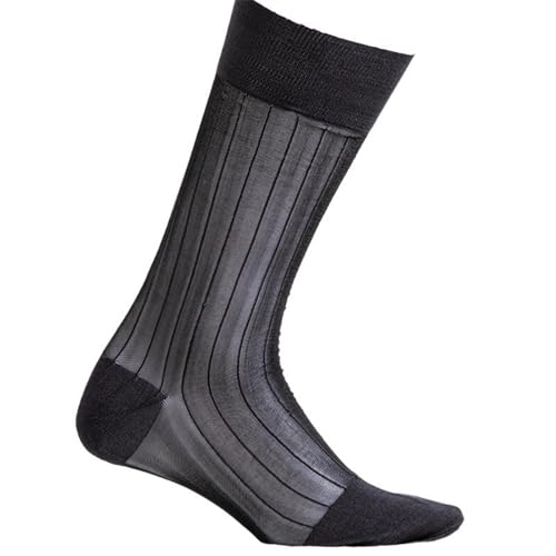 Socks,Mens Transparent Sheer Dress Socks Business Formal Suit Casual Thin Ribs Striped Middle Calf Socks4