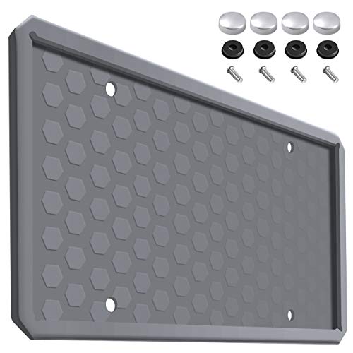 License Plate Frame - ONE PIX Silicone License Plate Covers Holders Rust-Proof/Rattle-Proof/Weather-Proof for Car License Plate - Grey