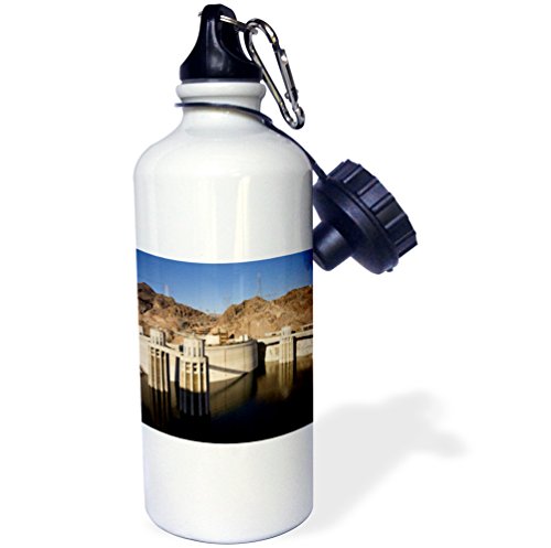 3dRose "Low water levels at the Hoover Dam, Lake Mead, NV US29 MPR0048 Maresa Pryor" Sports Water Bottle, 21 oz, White