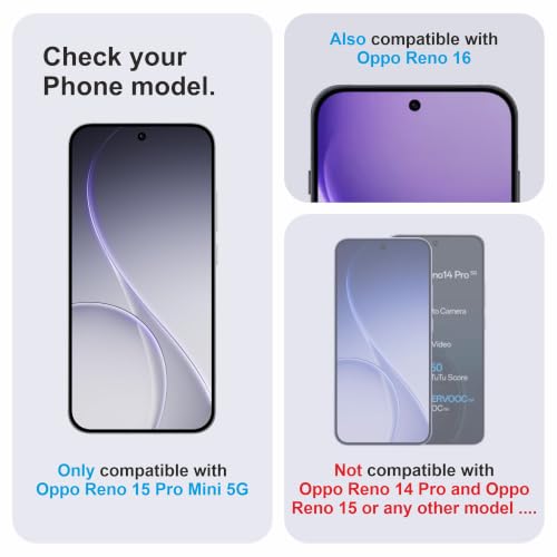 Image of Military-Grade Gorilla Tempered Glass For Oppo Reno 15 Pro mini and Oppo Reno 16 (6.32 Inch) With Installation Kit | Edge to Edge Coverage | Black