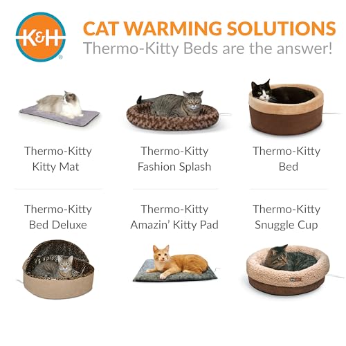 K&H Pet Products Selbstwärmende Katzenbettauflage, selbstheizende thermische Katze und Hund, Katzenwärmermatte für Wild- und Indoor-Katzen, Haferflocken/Schokolade, 53,3 x 43,2 cm
