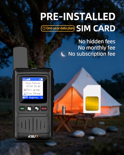 Image of KSUN CT19 Global POC Radio with Data Card, UHF Handheld Radio Long Range Walkie Talkie, 4G Network Radio Portable Dual PTT & Antenna, Rechargeable for Industrial Work, 2 Pack