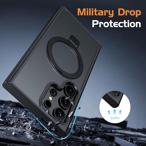 Image of Samsung S24 Ultra Magsafe Stand Case | Matte Design & 360 Protection | Military-Grade Samsung Galaxy S24 Ultra Cover | Ultra Premium - Black