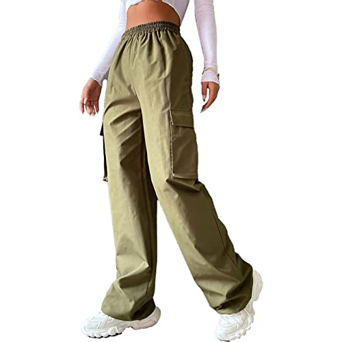 Greensen Frauen Lange Cargohose Lose Beiläufige Hose Mit Weitem Bein...
