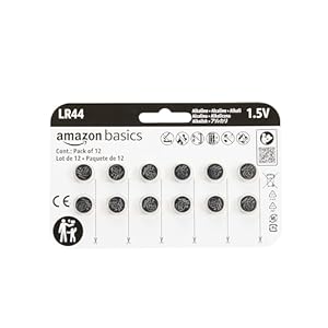 Amazon Basics LR44 Alkaline-Knopfzellenbatterie, langlebige Leistung, frei von Quecksilber, 1,5 V, 12er-Pack