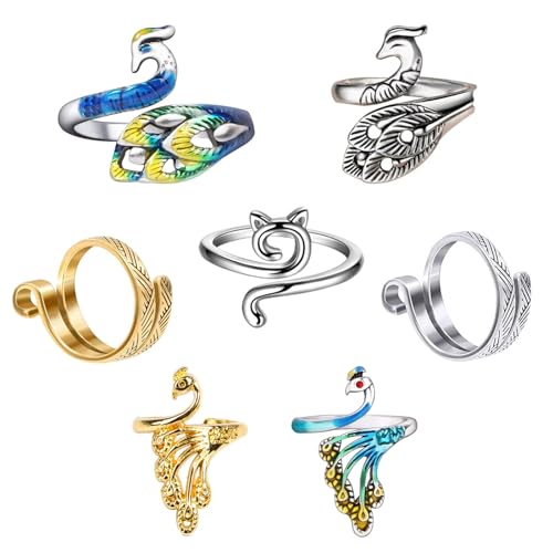 Ubuymart Crochet Ring Adjustable Crochet Accessories Crochet Stuff Crochet Ring for Finger Yarn Guide Knitting Accessories Crochet Tension Rings for Crocheting Crochet Tools for Mother Grandma Gifts- Multicolor 7 Pack