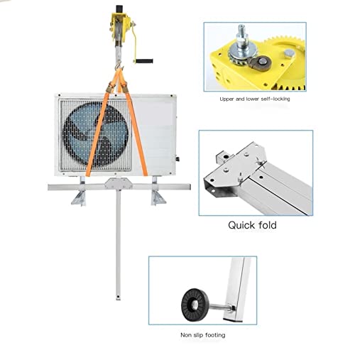 Winche manual auto-bloqueante con soporte plegable galvanizado miniatura 3