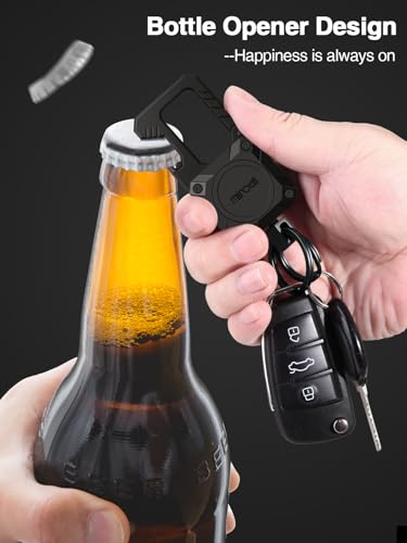 Image of Miroddi Keychain Tracker, Men's Key Chain Works with Find My(iOS Only), Heavy Duty Keychain Carabiner Bottle Opener, Car Key Chains with Finder, Anti-lost Keyrings Tracker, Rechargeable, Black