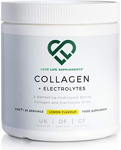 Collagen + Electrolytes by LLS | 240g - 30 Servings | Lemon Flavour | A Refreshing Hydrolysed Bovine Collagen and Electrolyte Drink