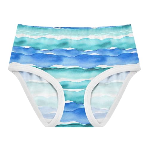 Toddlers Underwear Floral 2t Cotton Cute Panties Girl Animal Underpants Briefs Watercolor Ocean Waves Blue Turquoise