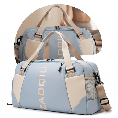 Bolsa de Viagem e Academia Mala de Mão com Área Molhada Compartimento para Tênis Alça Ajustável Ideal para Avião Academia Praia e Fim de Semana (Azul)