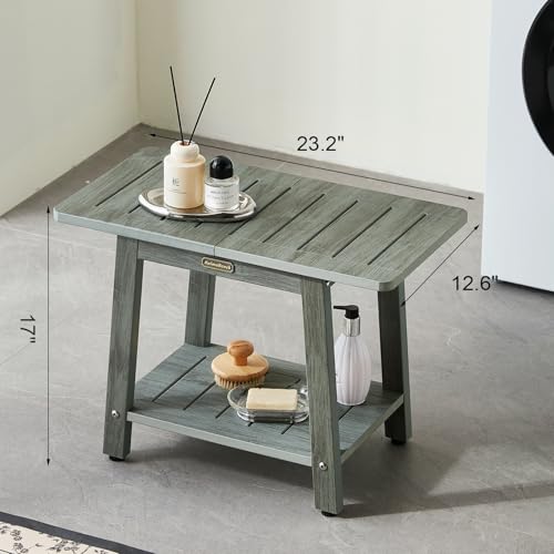 HDPS-Shower-Bench-Seat-for-Inside-Shower-Waterproof-Shower-Stool-for-Shaving-Legs-Poly-Lumber-Shower-Chair-Seat-Bathroom-Shower-Foot-Rest-Stool-with-Storage-Shelf-No-Slip-Gray