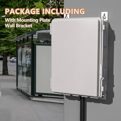 Image of Electrical Junction Box, Ventilated Design, Cable Grommets, Indoor /Outdoor Use with Mounting Panel & Hinged Cover. Waterproof IP 65. (Grey Cover, 19.7 inchx15.7 inchx7.9 inch)