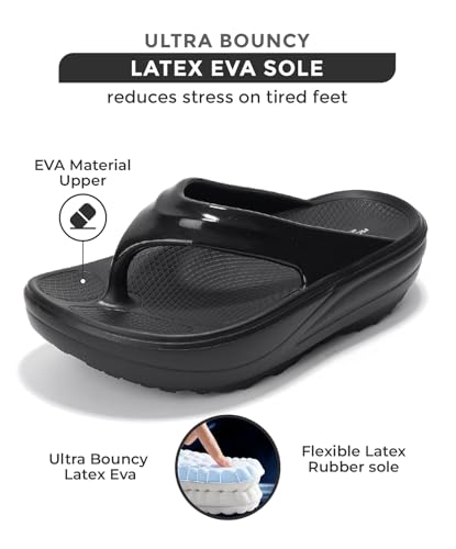 Project Cloud Super Foam Flip Flops for Women Footwear - Memory Foam and Lightweight Platform Sandals Women Beach Vacation Essentials - Non Slip Durable and Soft Slippers (Abra)