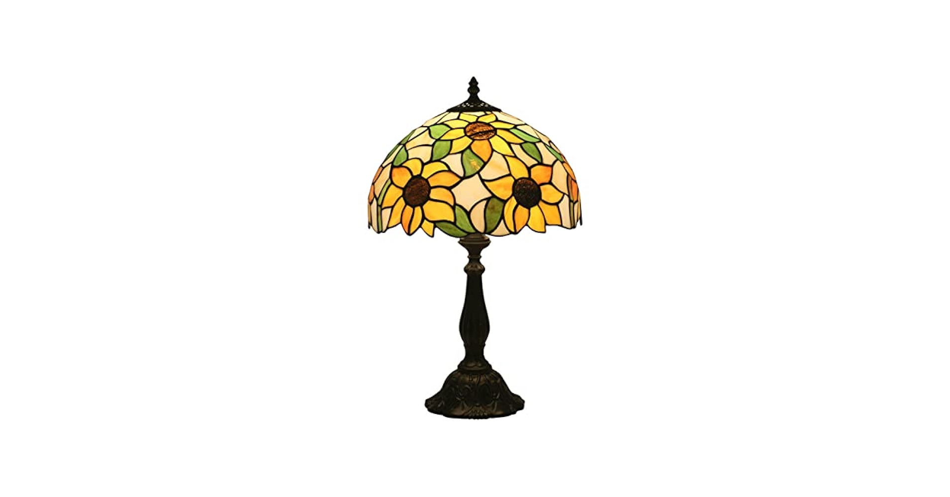 ステンドグラス ランプ　テーブルスランド　ひまわり＆蝶　照明　ヴィンテージ Amazon.co.jp : ステンドグラス ランプ ひまわりの絵テーブル