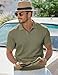 JMIERR Mens Summer Polo Shirt Short Sleeve Casual Fashion Henley Shirts Button Down Knit Textured Men Gift, L, Green