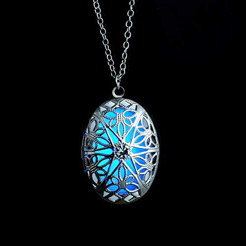 LUMENTERRA Glow in The Dark Sterling Silver Oval Custom Made Necklace Pendant Locket