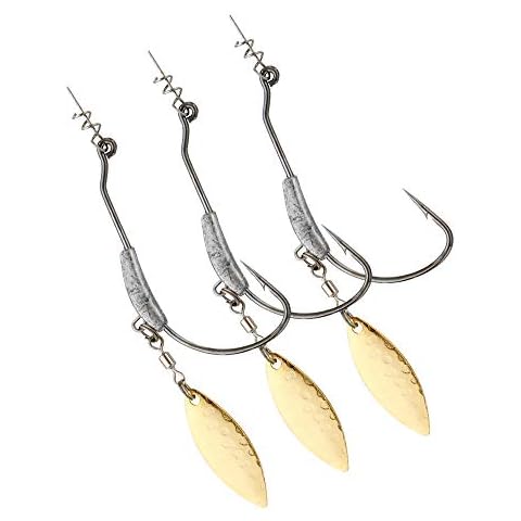 JOHNCOO Swimbait Hooks Weighted Jig Underspin Spring Hooks with Twistlock Gold Spin Fishing Hooks for Worms 6pcs/Pack Cover