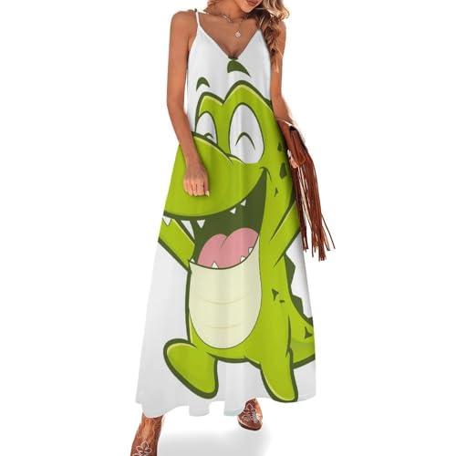 Robe maxi dinosaure dessin animé idéale pour vos voyages et la plage