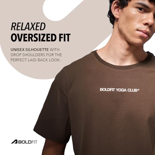 Image of Boldfit Tshirt for Man Unisex Oversized Tshirt for Woman Graphic Tees Supreme Comfort, Effortless Style Oversized T Shirt for Men, Breathable Polycotton T-Shirt for Lounging, Casual Outing, Yoga Wear