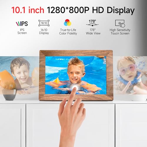 Image of Frameo 10.1 inch WiFi Digital Photo Frame -1280 * 800 HD Digital Picture Frame 32GB Memory, IPS Touch Screen Electronic Frames with Auto-Rotate, Slideshow, Wall-Mounted, Share Photos Videos Instantly