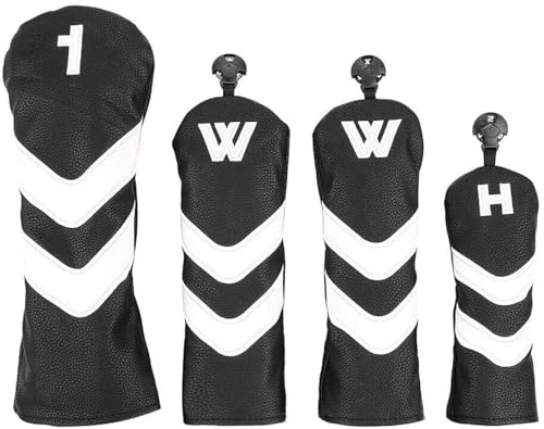 Bilbear Golf Club Head Covers Set Wood Golf Head Covers Putter Head Covers Set of 4 (Black)