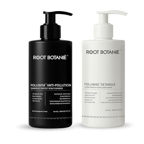 Image of FOLLIWISE Anti-Dandruff Shampoo & Conditioner Combo for Oily Scalp | Reduces Hair Fall, Itch & Flakes | Anti-Pollution, Sweat & Humidity Control | Sulphate-Free Hair Care for Men & Women | 400ml
