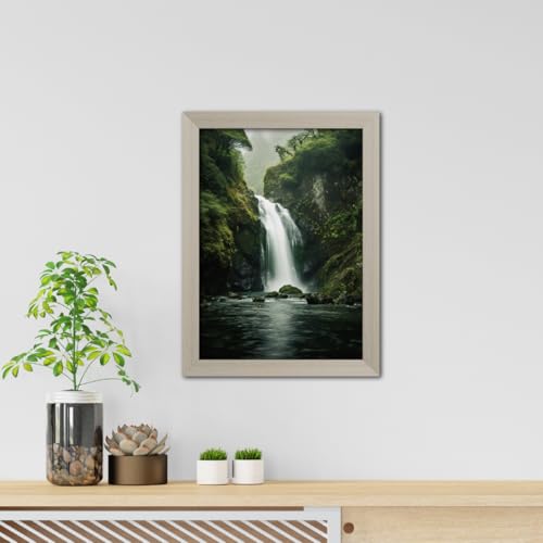 Image of TenorArts Waterfall Photo Frame Vastu Positivity Lucky Wall Painting Aesthetic Art Frames with White Wooden Texture for Living rooms Office Bedroom - Wall Paintings /Hangings (12inches x 9inches)
