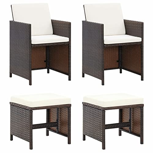 Xichuzi Conjunto de Silla de jardín y Taburete 4 Piezas ratán PE Negro, Conjunto Mesa Y Sillas Jardin, Mesa Y Sillas Terraza, Muebles Jardin Exterior, Conjuntos De Muebles De Jardín - 316780