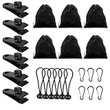 Taicols Tragbare Gewichtstasche, mit 6 Gewichtstaschen, 6 Karabiner, 6 Clips, 6 Elastisches Seil, Camping Zubehör, Beschwerertasche für Befestigen Pavillon Vorhänge im Freien, Zeltplane Tischdecken