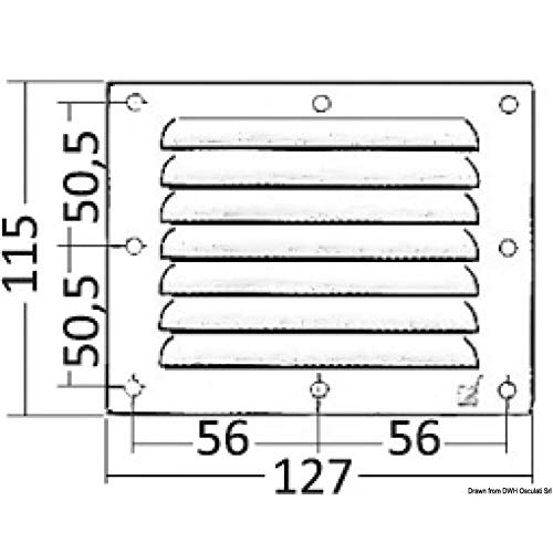 Grille aération INOX anti-corrosion 116x340mm avec moustiquaire intégrée