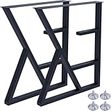 Giantjellies K Shape Heavy Duty Metal Table Legs Set of 2, 28' H×20' W Black Iron Table Legs with Adjustable Foot Pads,1000LBS Load Capacity for Desk/Dining Table/Bench