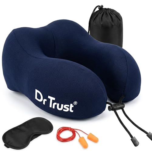 Image of Dr Trust USA Travel Neck Rest Pillow for Airplanes, Memory Foam Air Travelling Head Rest Support for Adults Flights Accessories Orthopedic Aircraft Pillow Recommended for Neck Pain -358