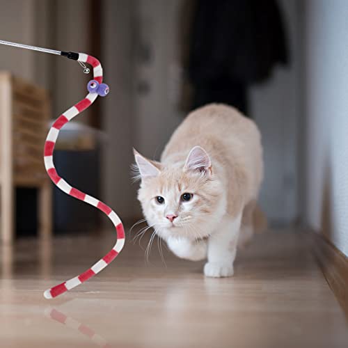 Jetczo Interactive Cat Rainbow Wand Toys, Cat Teaser Wand String Colorful Plush Spring Ribbon Charmer Stick With Bell For Indoor Cats Kittens Kitty-2 Pcs #TOP4