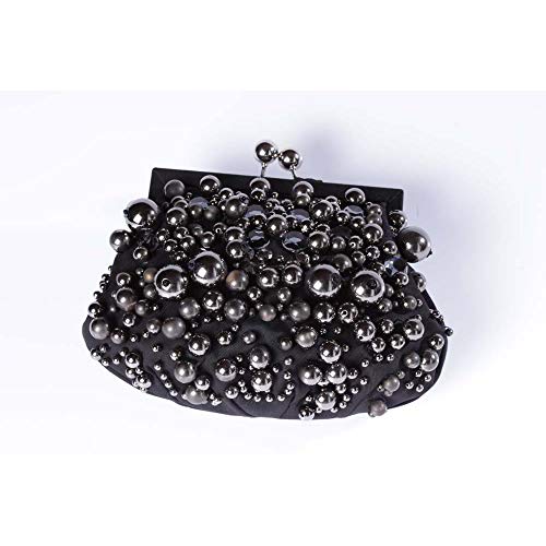 clutch bordada bolas preta besha