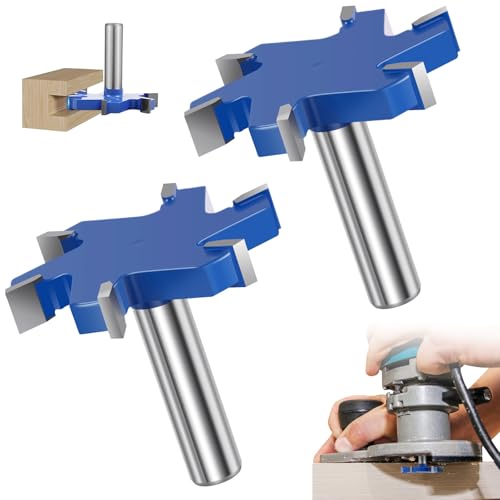 2PCS Slab Flattening Router Bit 1/2 Shank, 2-1/2" Cut Dia, 6 Flute Surfacing Router Bit Efficient Slab Flattening Multifunctional Planing for Solid Wood Density Board Laminate