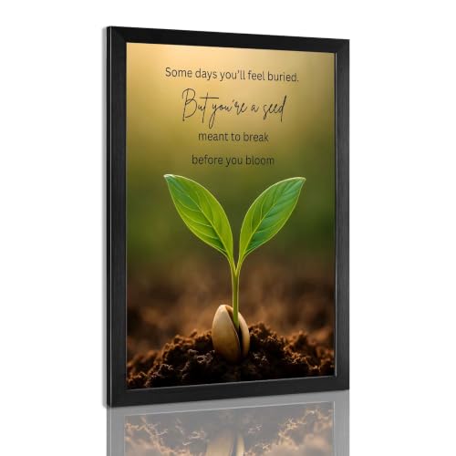 Inspirational Mental Health Poster Growth Mindset Wall Art Inspirational Text Seeds Prints Painting For School Office Wall Decor 12x16in Framed