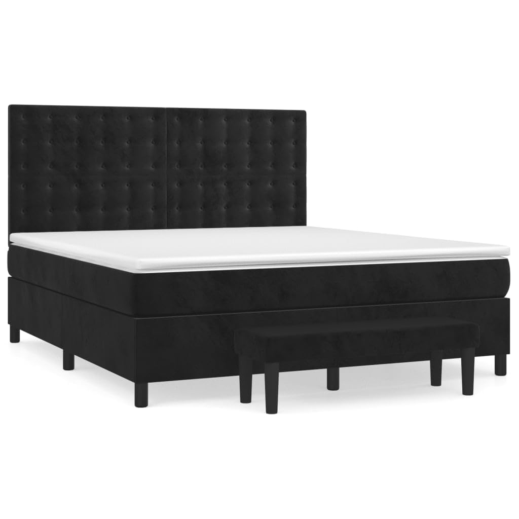 Lit à Ressort LED avec Matelas Noir 90 x 190 cm Tissu RGB éclairage réglable tête de lit Design Moderne Cadre à Lattes pour Chambre Salon 140 kg