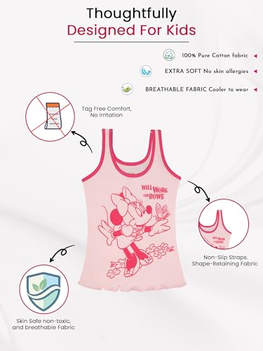 Image of Kids Girls Regular fit Printed Vest Assorted 100% Cotton | Soft Comfortable | Skin Friendly | Innerwear | Pack of 6 (Color & Print May Vary)